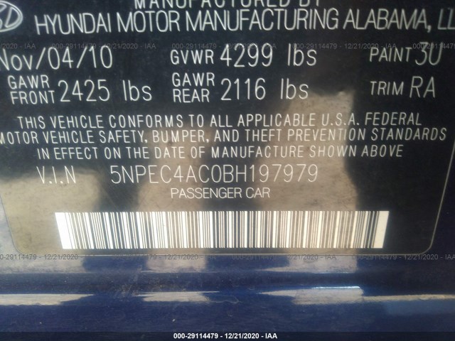 Photo 8 VIN: 5NPEC4AC0BH197979 - HYUNDAI SONATA 