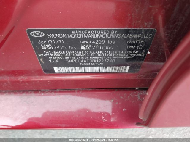 Photo 8 VIN: 5NPEC4AC0BH223240 - HYUNDAI SONATA 