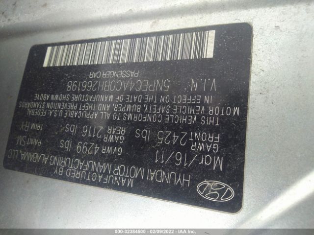 Photo 8 VIN: 5NPEC4AC0BH266198 - HYUNDAI SONATA 