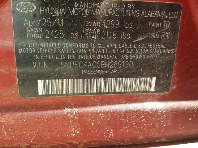 Photo 9 VIN: 5NPEC4AC0BH289190 - HYUNDAI SONATA SE 