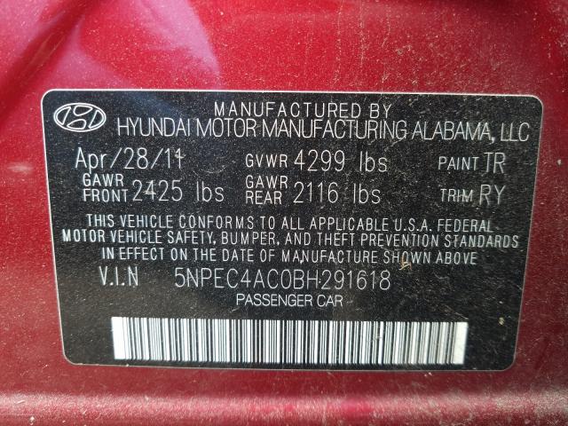 Photo 9 VIN: 5NPEC4AC0BH291618 - HYUNDAI SONATA SE 