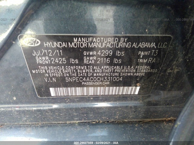 Photo 8 VIN: 5NPEC4AC0CH331004 - HYUNDAI SONATA 