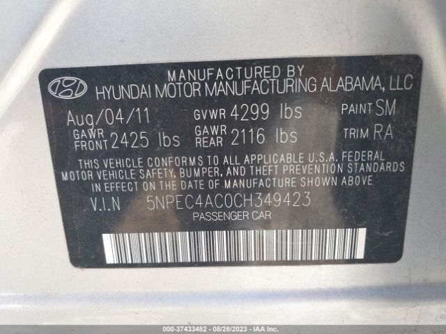 Photo 8 VIN: 5NPEC4AC0CH349423 - HYUNDAI SONATA 