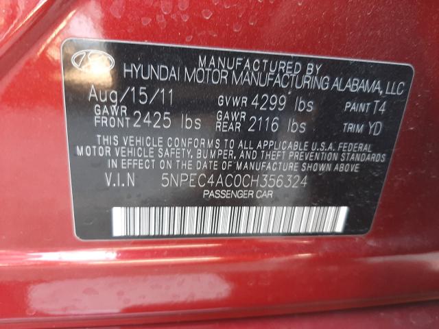 Photo 9 VIN: 5NPEC4AC0CH356324 - HYUNDAI SONATA SE 