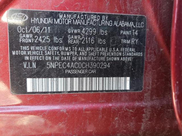 Photo 9 VIN: 5NPEC4AC0CH390294 - HYUNDAI SONATA SE 