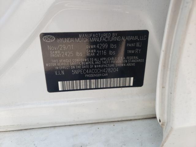 Photo 9 VIN: 5NPEC4AC0CH428204 - HYUNDAI SONATA SE 