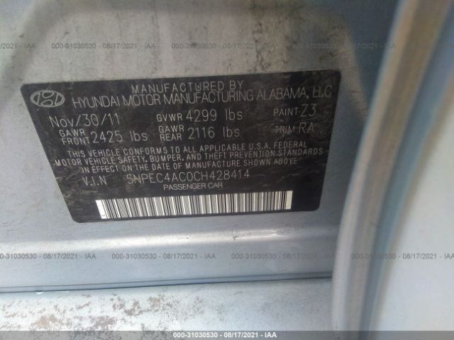 Photo 8 VIN: 5NPEC4AC0CH428414 - HYUNDAI SONATA 