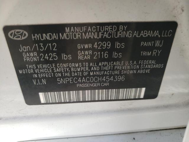 Photo 9 VIN: 5NPEC4AC0CH454396 - HYUNDAI SONATA SE 