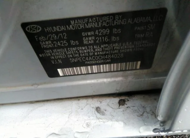 Photo 8 VIN: 5NPEC4AC0CH484028 - HYUNDAI SONATA 