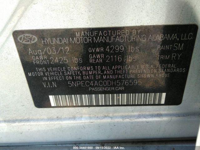 Photo 8 VIN: 5NPEC4AC0DH576595 - HYUNDAI SONATA 