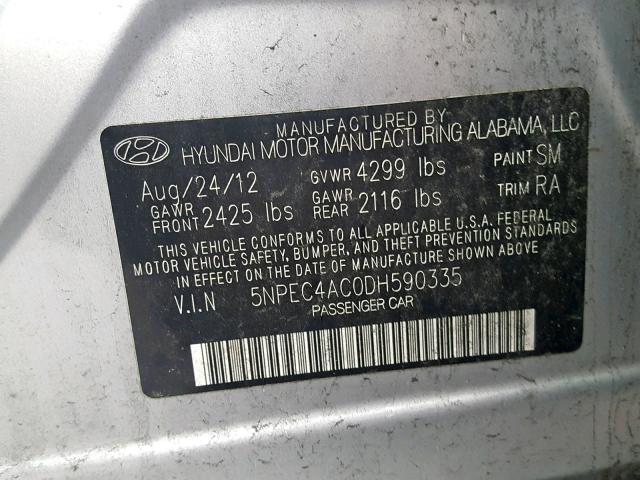 Photo 9 VIN: 5NPEC4AC0DH590335 - HYUNDAI SONATA SE 