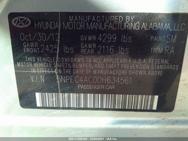 Photo 8 VIN: 5NPEC4AC0DH634561 - HYUNDAI SONATA 