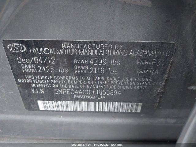 Photo 8 VIN: 5NPEC4AC0DH655894 - HYUNDAI SONATA 