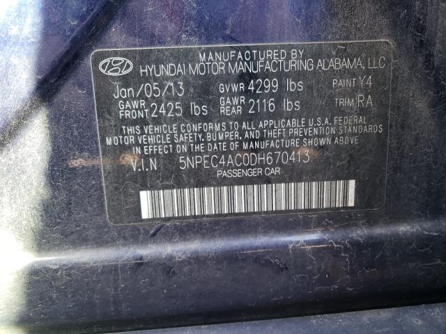 Photo 9 VIN: 5NPEC4AC0DH670413 - HYUNDAI SONATA SE 