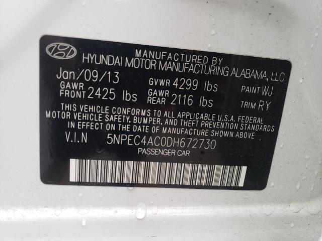 Photo 9 VIN: 5NPEC4AC0DH672730 - HYUNDAI SONATA SE 