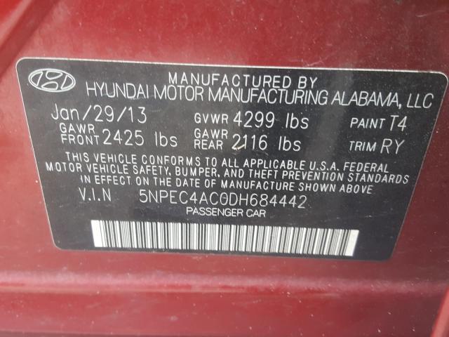 Photo 9 VIN: 5NPEC4AC0DH684442 - HYUNDAI SONATA SE 