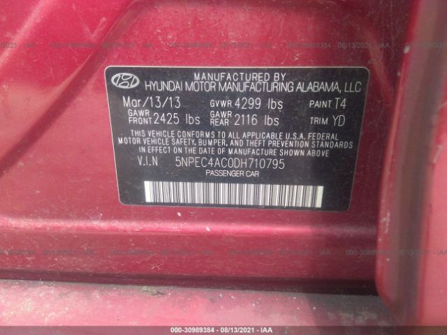 Photo 8 VIN: 5NPEC4AC0DH710795 - HYUNDAI SONATA 