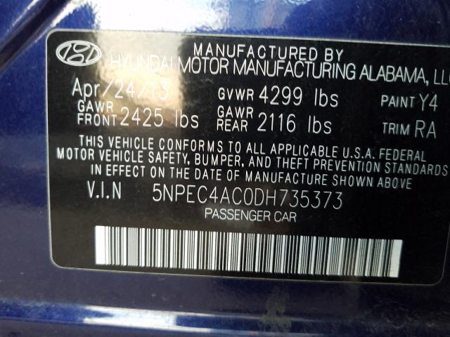 Photo 9 VIN: 5NPEC4AC0DH735373 - HYUNDAI SONATA SE 