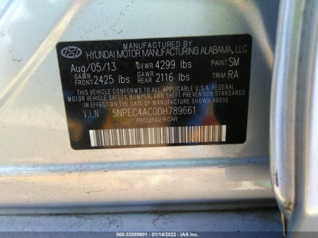 Photo 8 VIN: 5NPEC4AC0DH789661 - HYUNDAI SONATA 