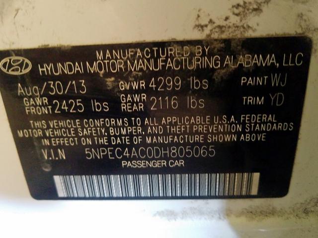 Photo 9 VIN: 5NPEC4AC0DH805065 - HYUNDAI SONATA SE 