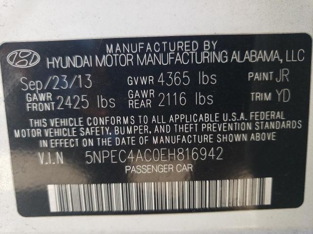 Photo 9 VIN: 5NPEC4AC0EH816942 - HYUNDAI SONATA SE 