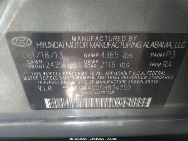 Photo 8 VIN: 5NPEC4AC0EH834759 - HYUNDAI SONATA 