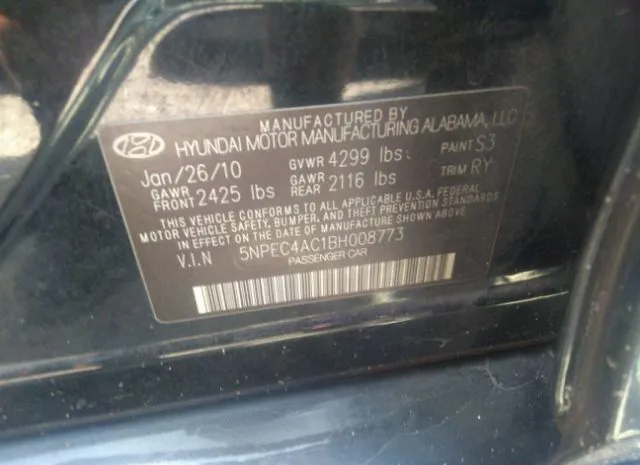 Photo 8 VIN: 5NPEC4AC1BH008773 - HYUNDAI SONATA 