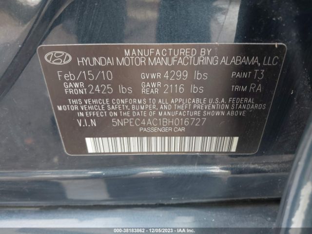 Photo 8 VIN: 5NPEC4AC1BH016727 - HYUNDAI SONATA 