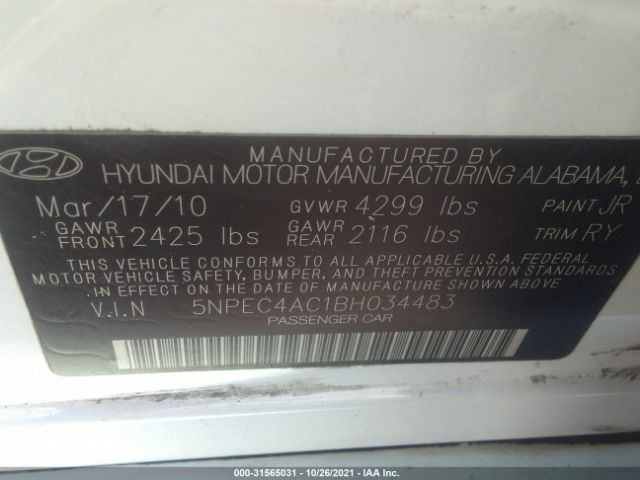 Photo 8 VIN: 5NPEC4AC1BH034483 - HYUNDAI SONATA 