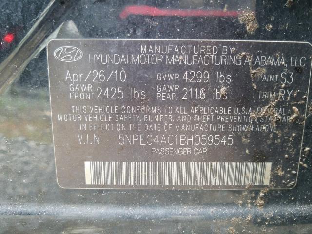 Photo 9 VIN: 5NPEC4AC1BH059545 - HYUNDAI SONATA SE 