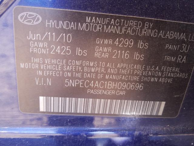 Photo 9 VIN: 5NPEC4AC1BH090696 - HYUNDAI SONATA SE 