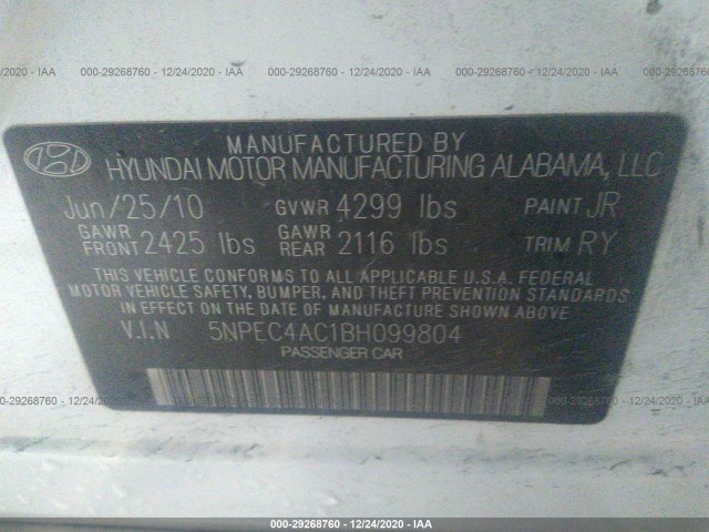 Photo 8 VIN: 5NPEC4AC1BH099804 - HYUNDAI SONATA 