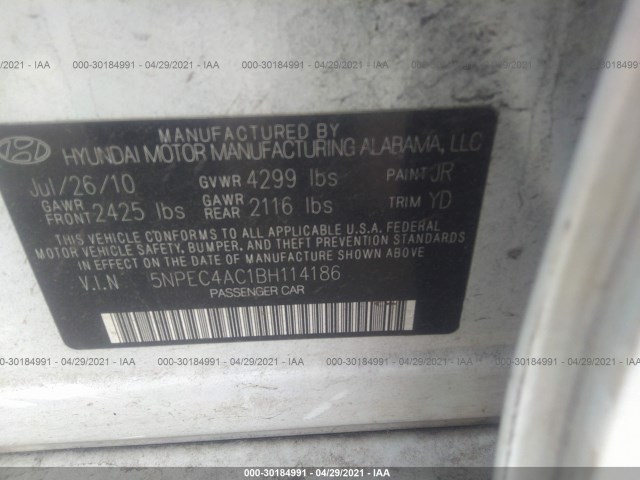 Photo 8 VIN: 5NPEC4AC1BH114186 - HYUNDAI SONATA 