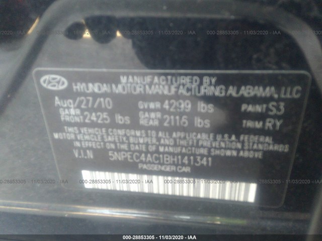 Photo 8 VIN: 5NPEC4AC1BH141341 - HYUNDAI SONATA 