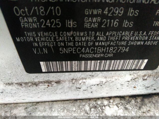 Photo 8 VIN: 5NPEC4AC1BH182794 - HYUNDAI SONATA 