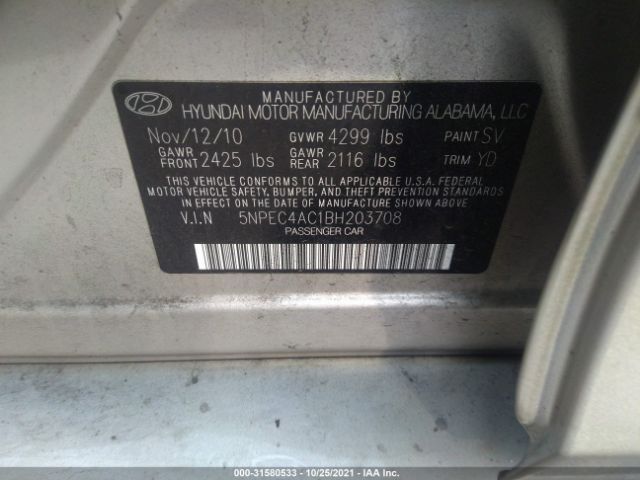 Photo 8 VIN: 5NPEC4AC1BH203708 - HYUNDAI SONATA 