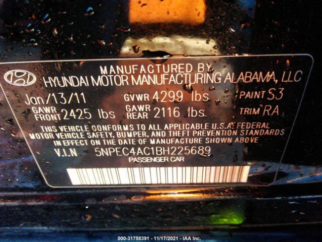 Photo 8 VIN: 5NPEC4AC1BH225689 - HYUNDAI SONATA 