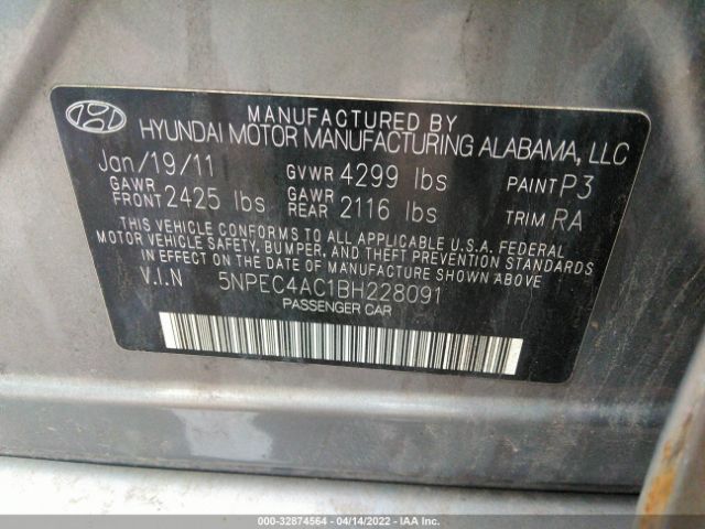 Photo 8 VIN: 5NPEC4AC1BH228091 - HYUNDAI SONATA 