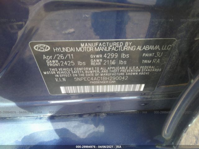 Photo 8 VIN: 5NPEC4AC1BH290042 - HYUNDAI SONATA 