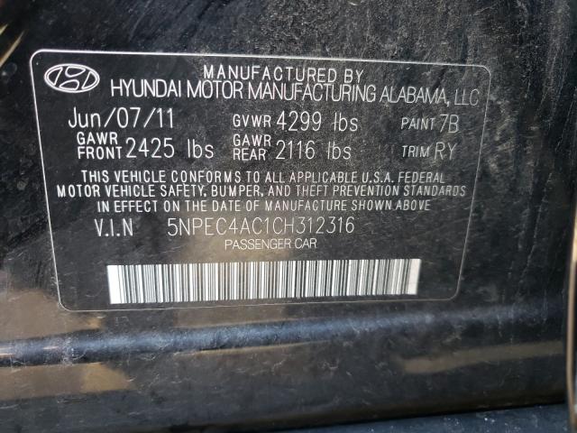 Photo 9 VIN: 5NPEC4AC1CH312316 - HYUNDAI SONATA SE 