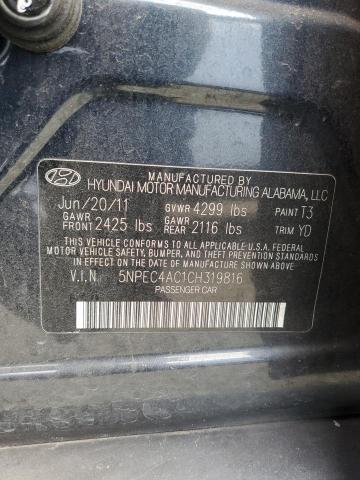 Photo 11 VIN: 5NPEC4AC1CH319816 - HYUNDAI SONATA SE 