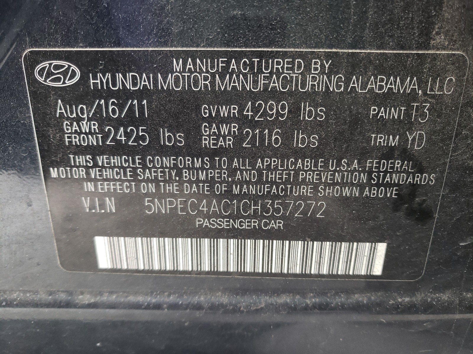 Photo 9 VIN: 5NPEC4AC1CH357272 - HYUNDAI SONATA SE 