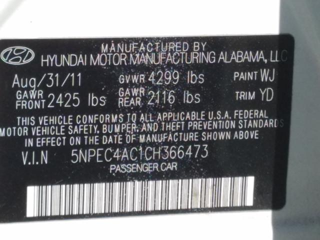 Photo 9 VIN: 5NPEC4AC1CH366473 - HYUNDAI SONATA SE 