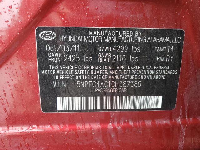 Photo 11 VIN: 5NPEC4AC1CH387386 - HYUNDAI SONATA 