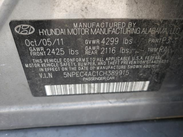 Photo 9 VIN: 5NPEC4AC1CH389915 - HYUNDAI SONATA SE 