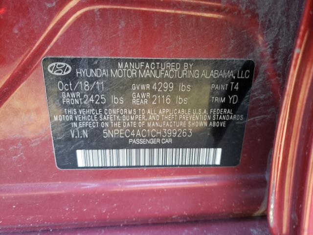 Photo 9 VIN: 5NPEC4AC1CH399263 - HYUNDAI SONATA SE 