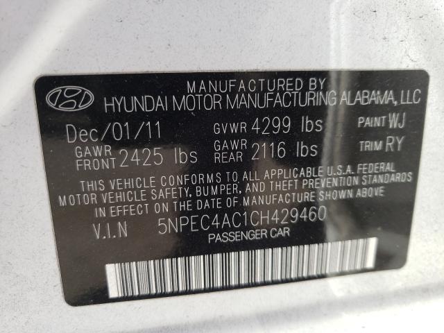 Photo 9 VIN: 5NPEC4AC1CH429460 - HYUNDAI SONATA SE 