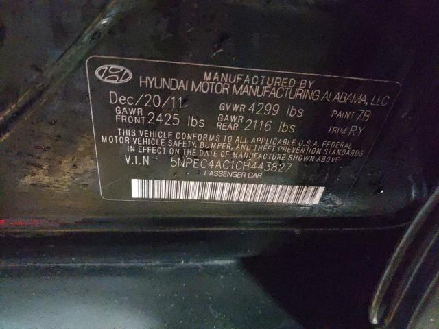 Photo 9 VIN: 5NPEC4AC1CH443827 - HYUNDAI SONATA SE 