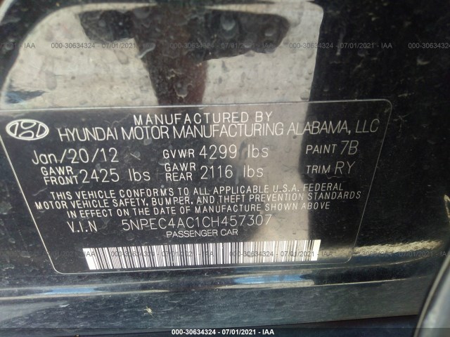 Photo 8 VIN: 5NPEC4AC1CH457307 - HYUNDAI SONATA 