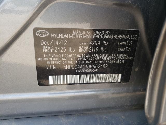 Photo 9 VIN: 5NPEC4AC1DH662482 - HYUNDAI SONATA SE 